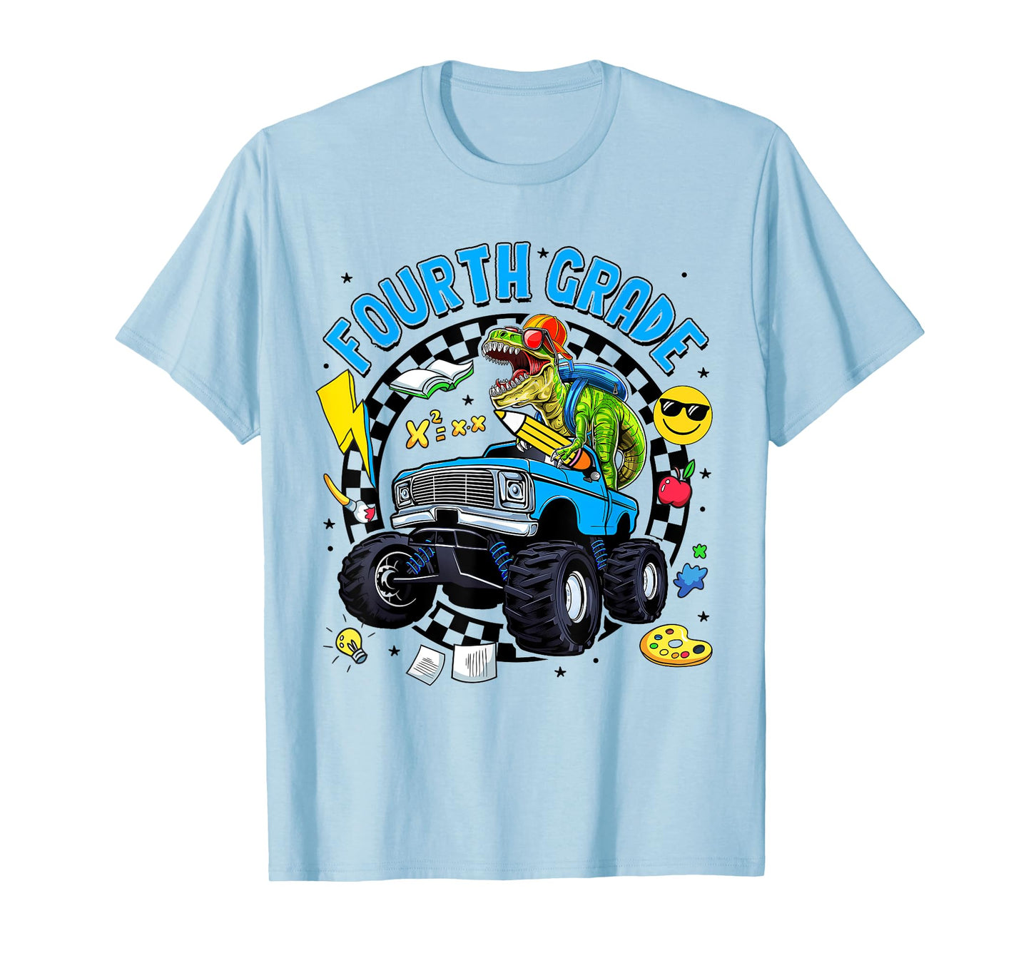 Fourth Grade Dinosaur Dino Truck Back To School Kids Boys T-Shirt