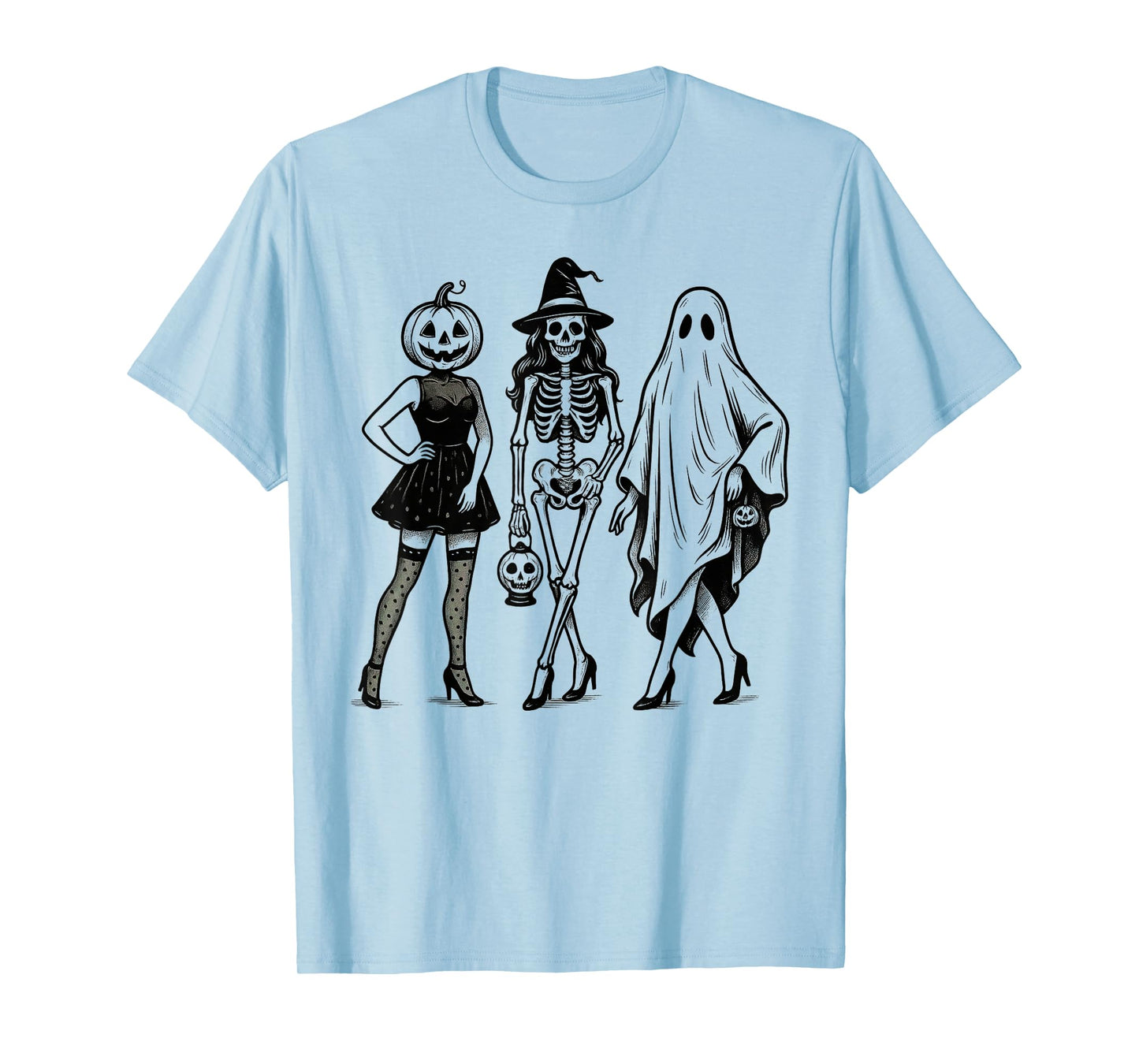 Spooky Halloween Girl Squad Skeleton Ghost Pumpkin Witchy T-Shirt