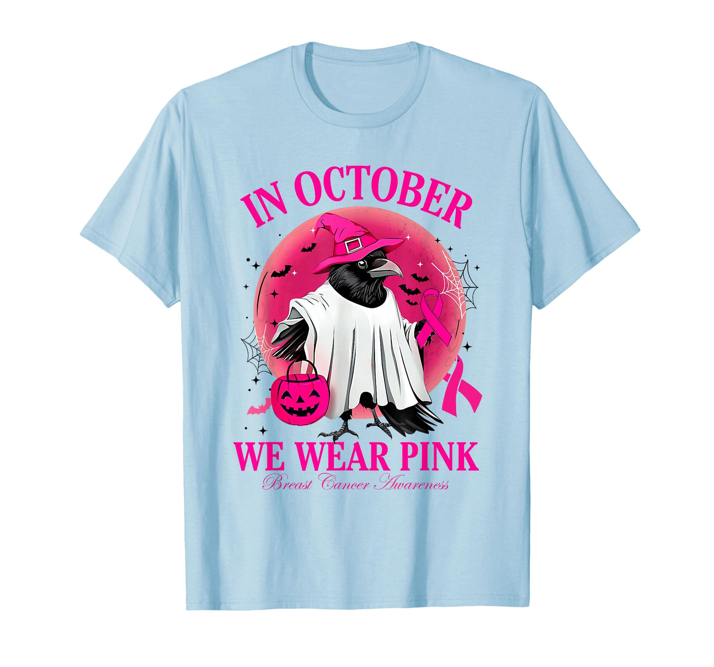 Black Crow in October We Wear Pink Breast Cancer Awareness T-Shirt