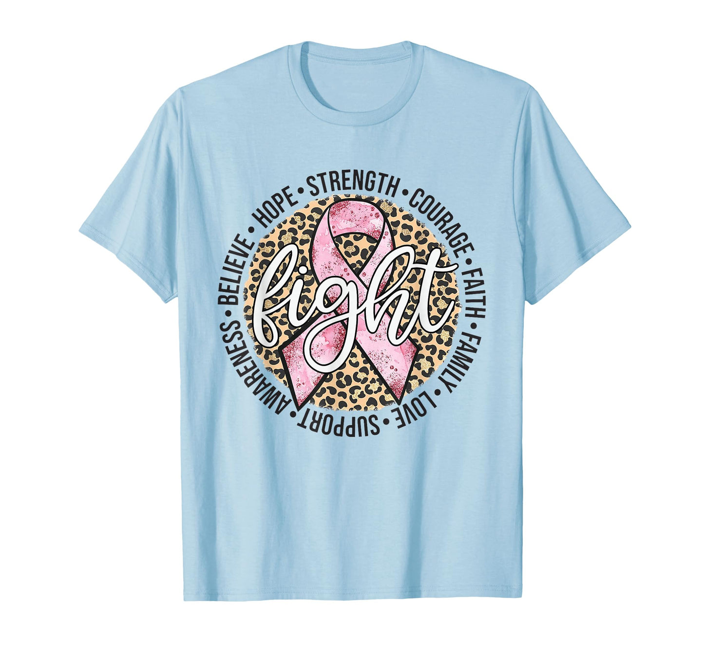 Fight Breast Survivor Breast Cancer Awarenes Leopard Womens T-Shirt