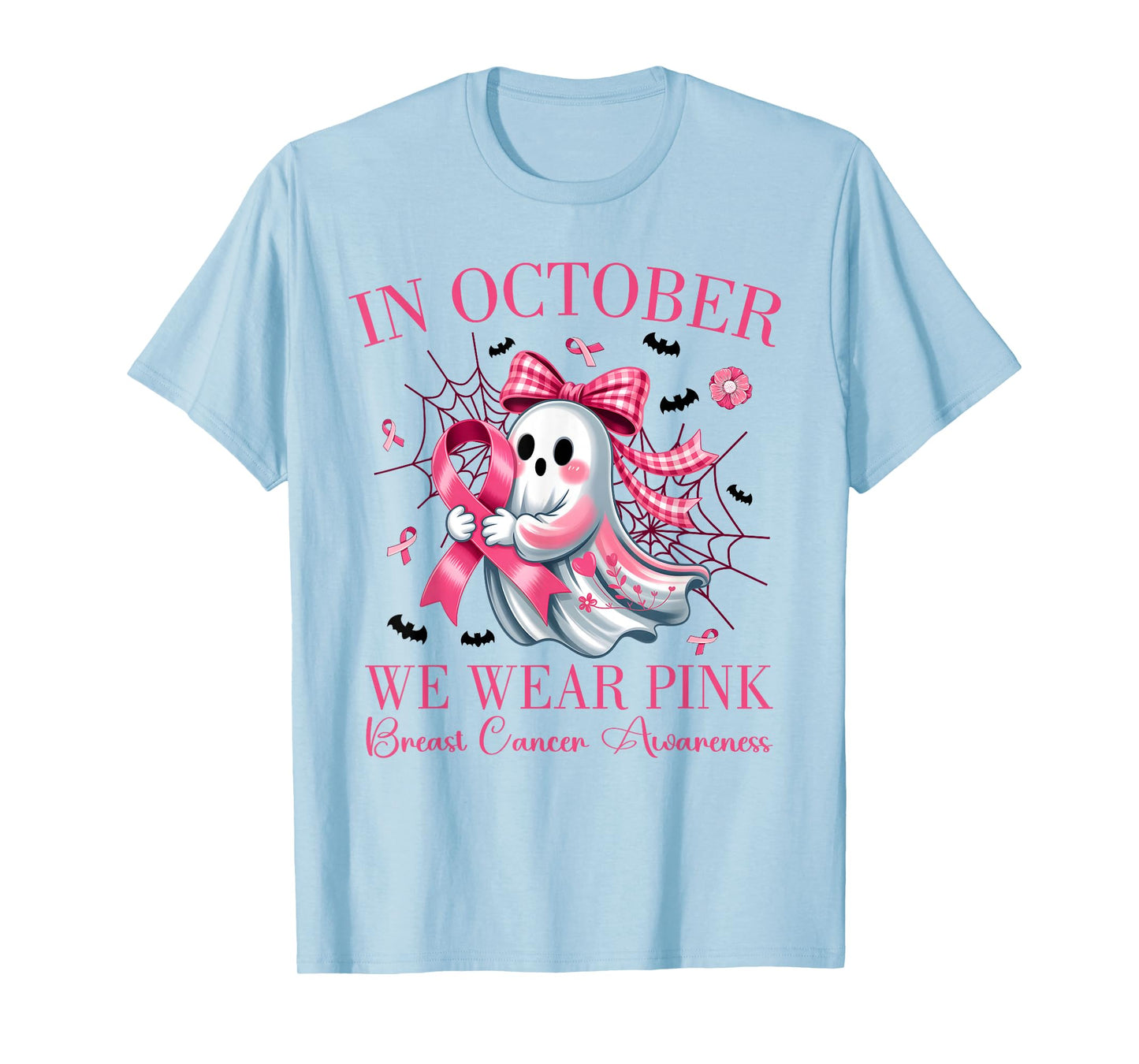 Breast Cancer Women Halloween in October We Wear Pink T-Shirt