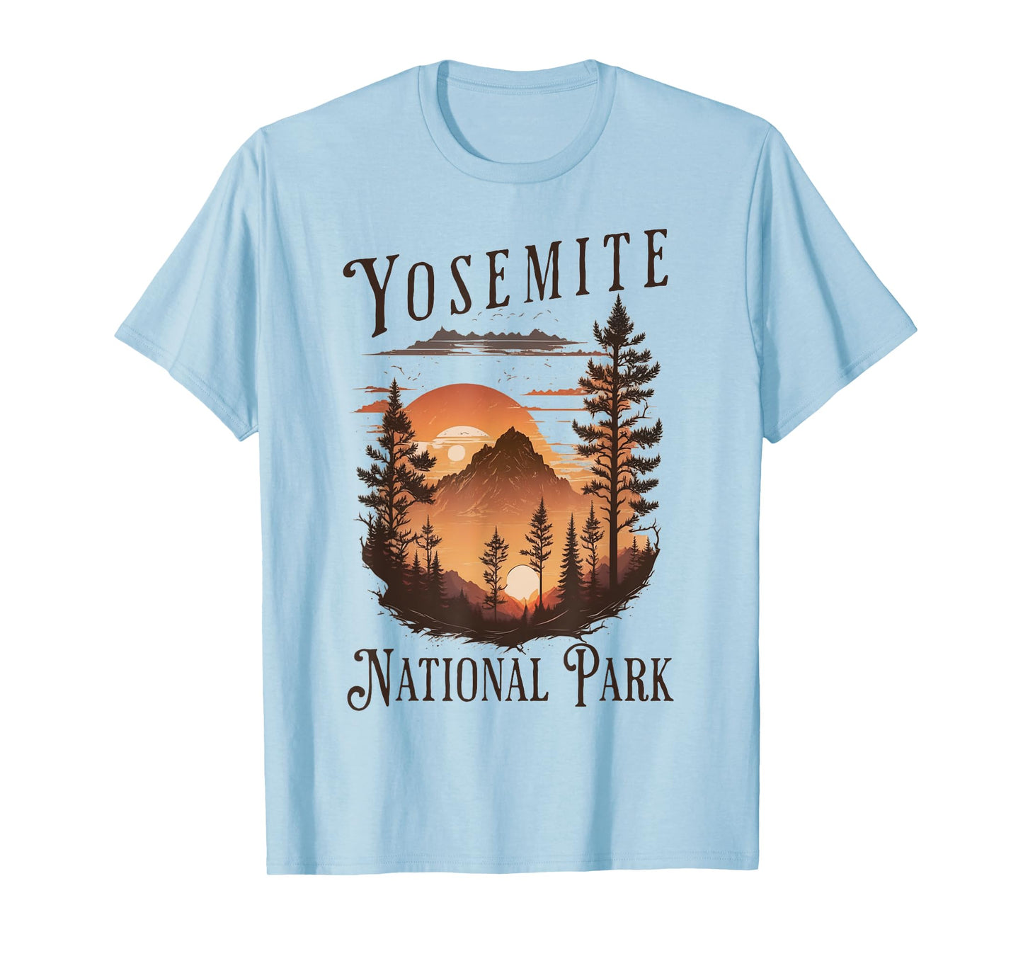 Yosemite National Park California USA Outdoor Unisex-Adults, Unisex-Kids Blue Short Sleeve Classic Fit T-Shirt