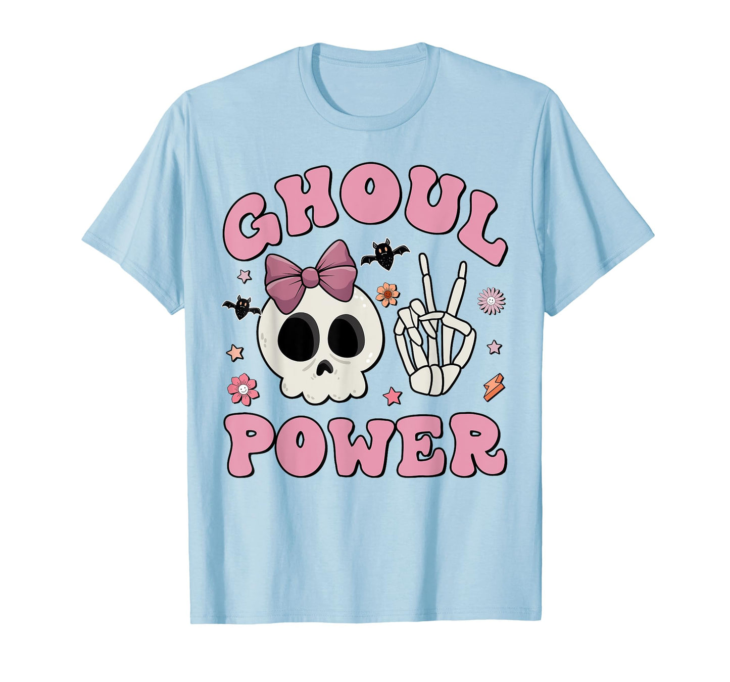 Retro Ghoul Power Halloween Girl Power Skull Toddler Kids T-Shirt