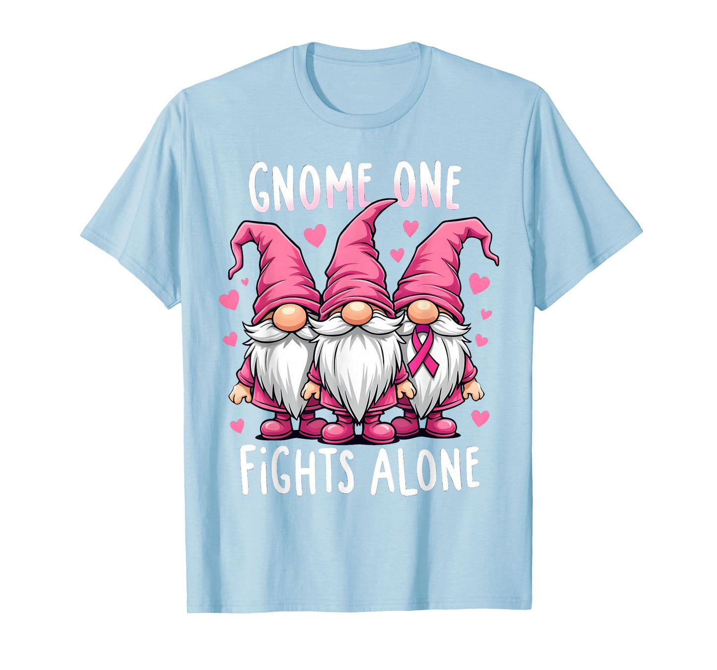 Gnome One Fights Alone Breast Cancer Awareness Pink Women T-Shirt
