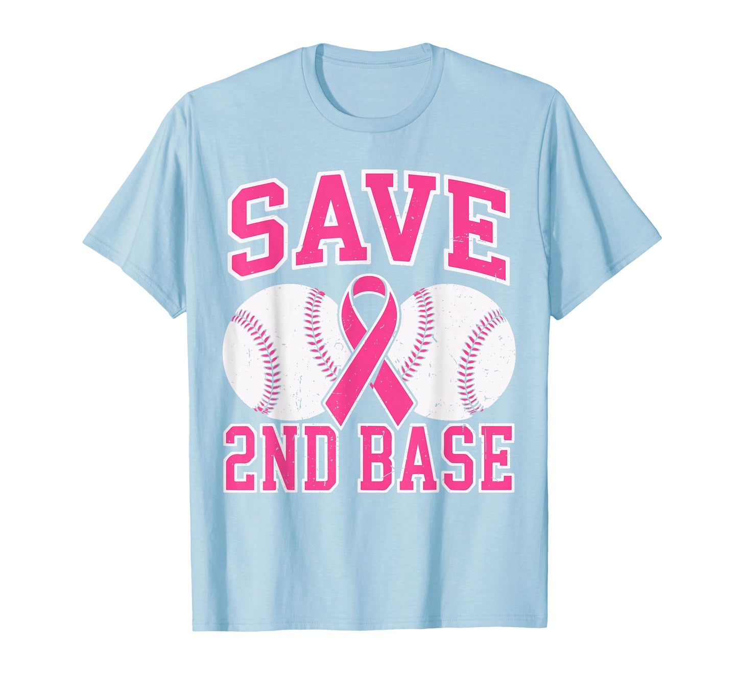 Save Second 2nd Base Baseball Breast Cancer Awareness Funny T-Shirt
