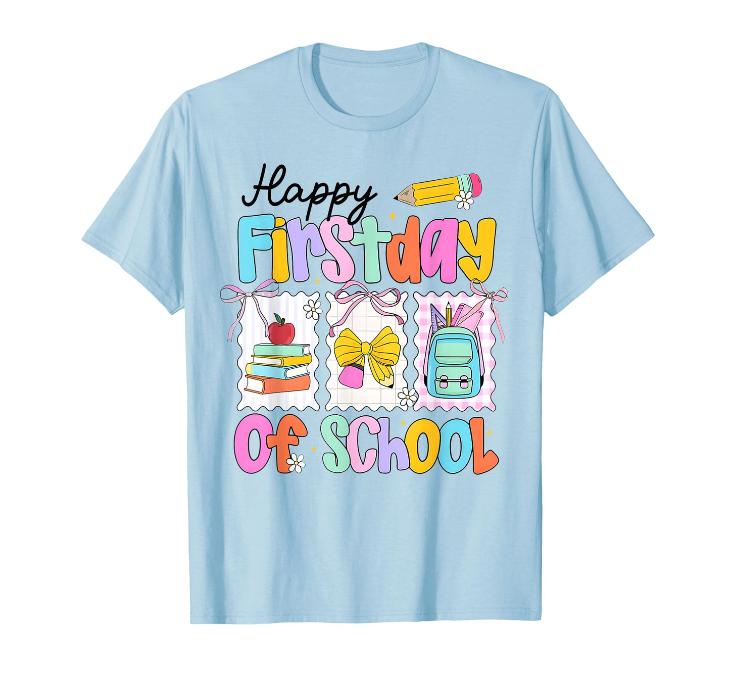 Happy First Day Of School Coquette Pencil Bow Back To School T-Shirt