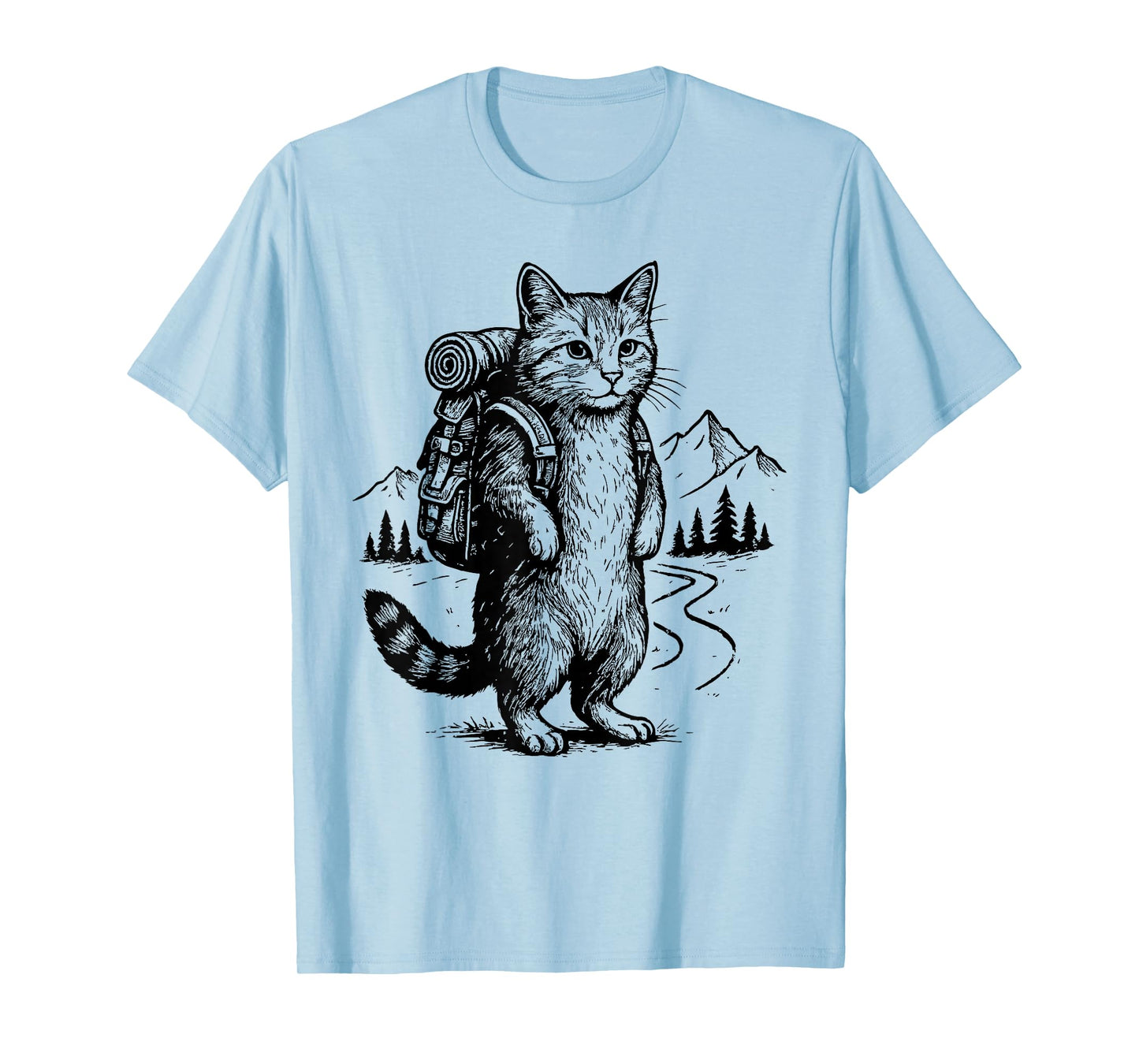 Funny Outdoor Tee Hiking Cat Backpacking Animals T-Shirt