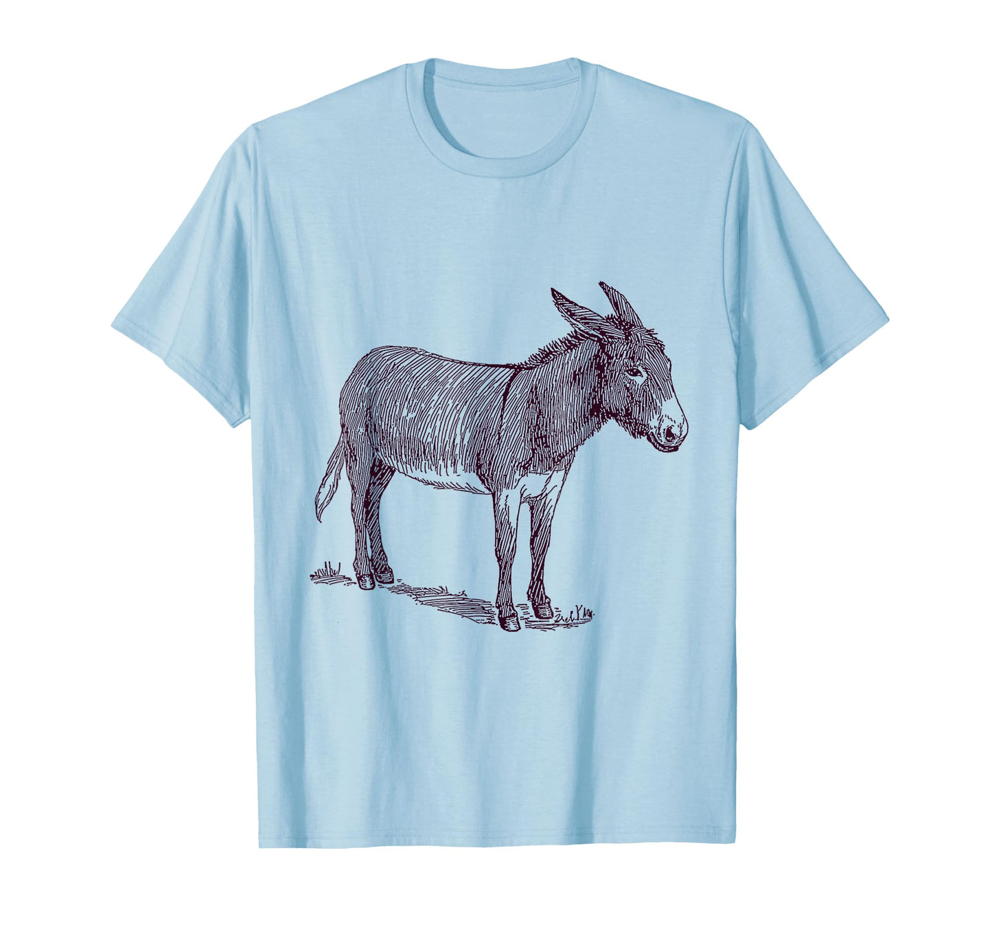 NaturalAnimalTees Donkey T-Shirt. Grey Unisex-Adults Classic Fit Cartoon T-Shirt. Small