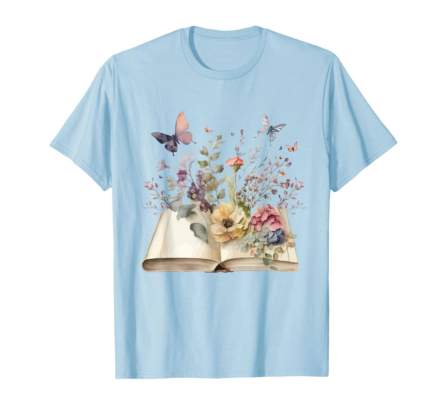 Book Flowers and Butterfly Beautiful Reading Reader Graphic T-Shirt