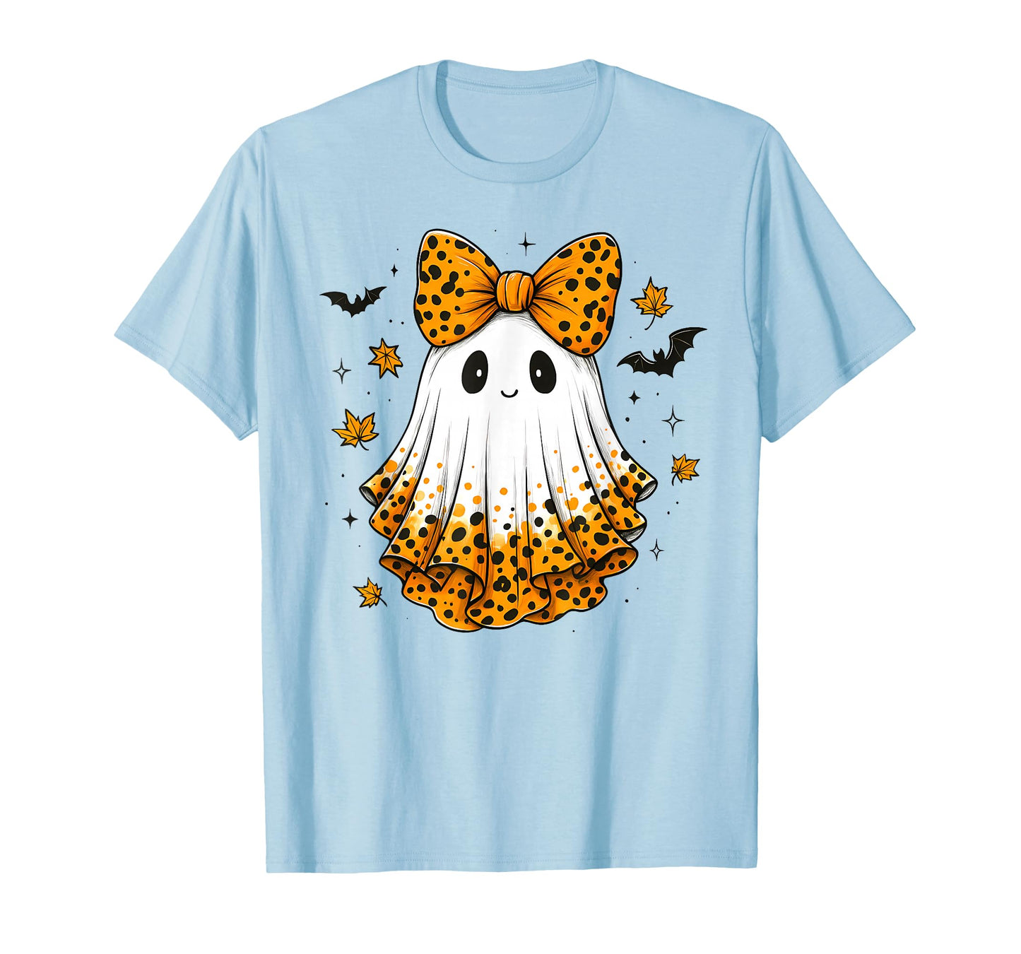 Coquette Preppy Ghost Boo, Leopard Spooky Lace Ghost T-Shirt
