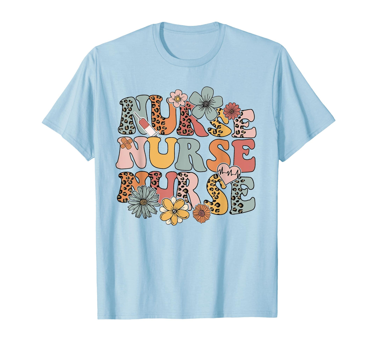 Leopard Wildflowers Nurse Appreciation Registered Nurse T-Shirt