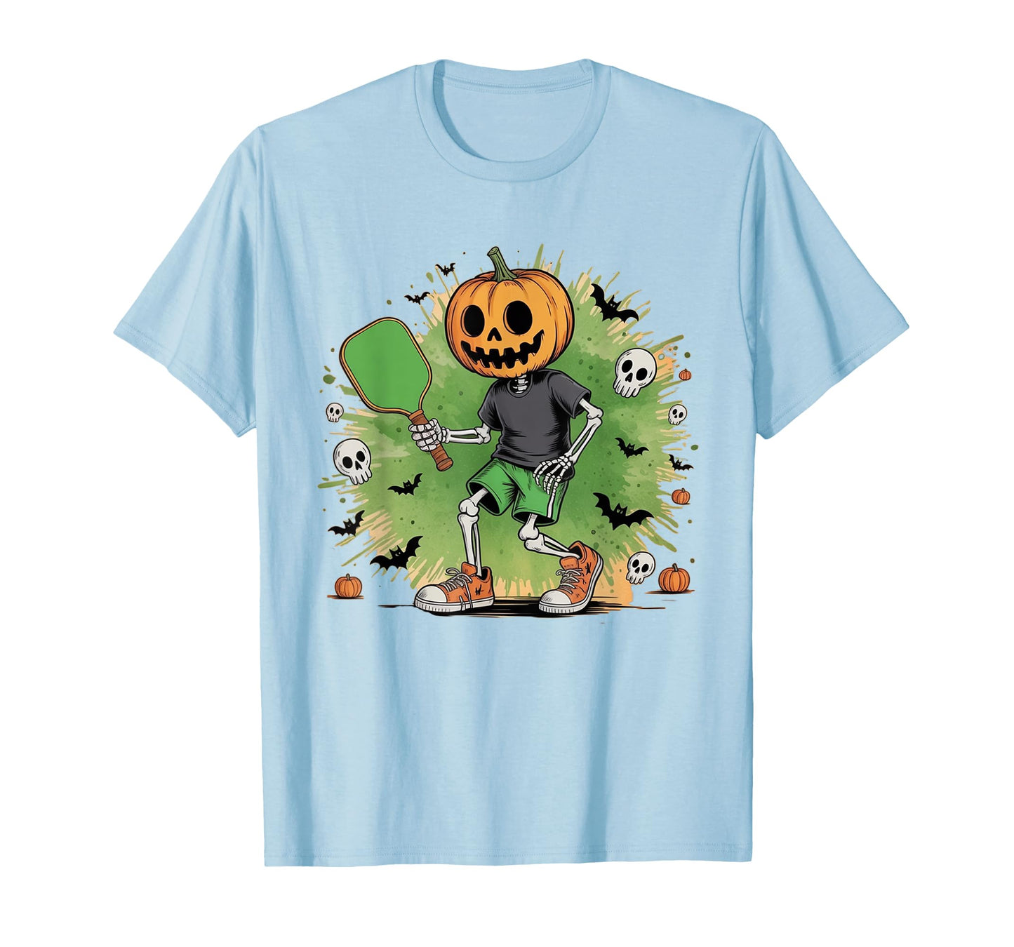 Pickleball Halloween Season Costume Spooky Skeleton Paddle T-Shirt