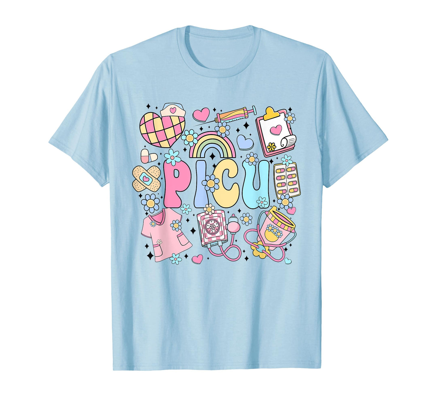 PICU Nurse Stuff Retro Pediatric Nurse Icu Peds Nursing T-Shirt