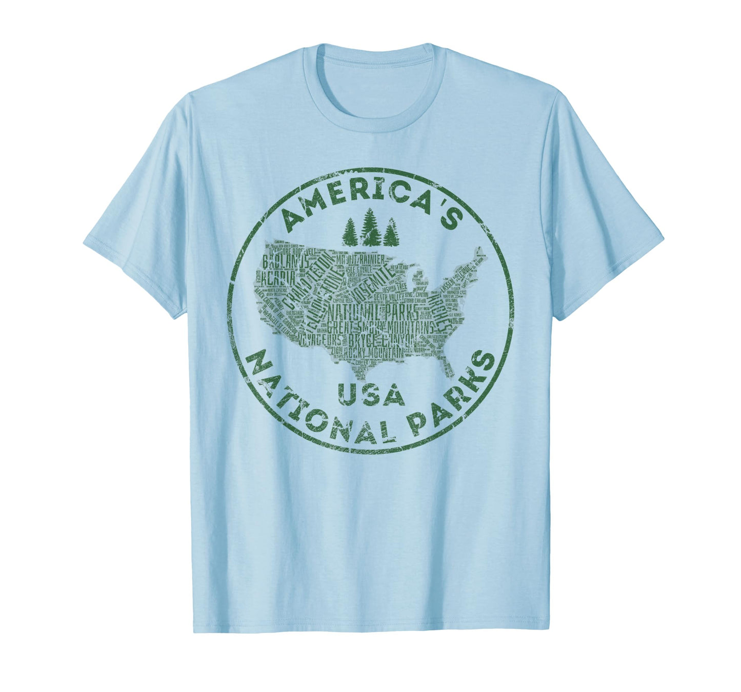 National Parks Map Hiking Travel Camping Outdoors Retro USA T-Shirt
