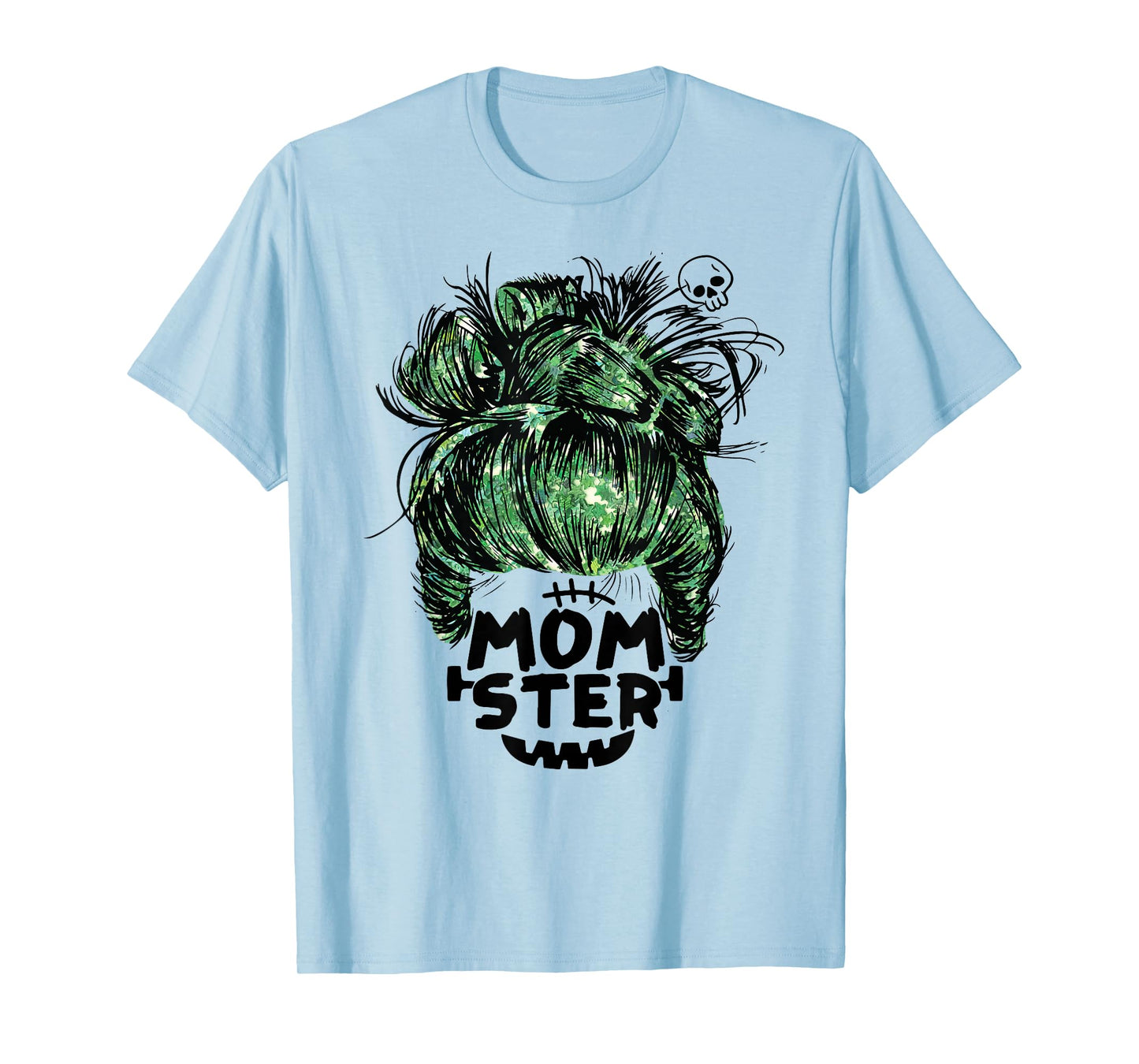 Momster Messy Bun Funny Halloween for Mom Mother T-Shirt