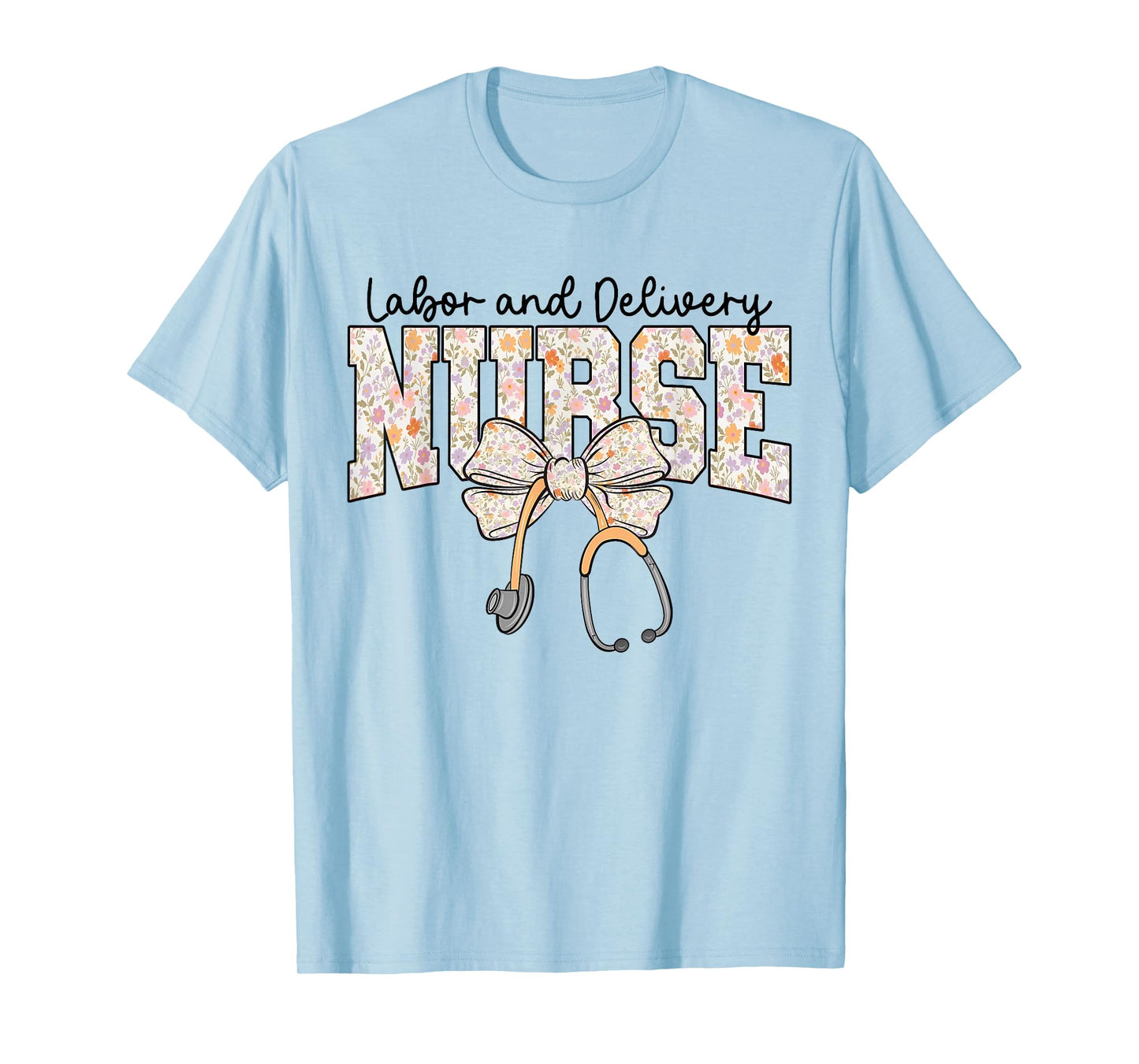 Labor and Delivery Nurse Stethoscope Coquette Bow Graduation T-Shirt
