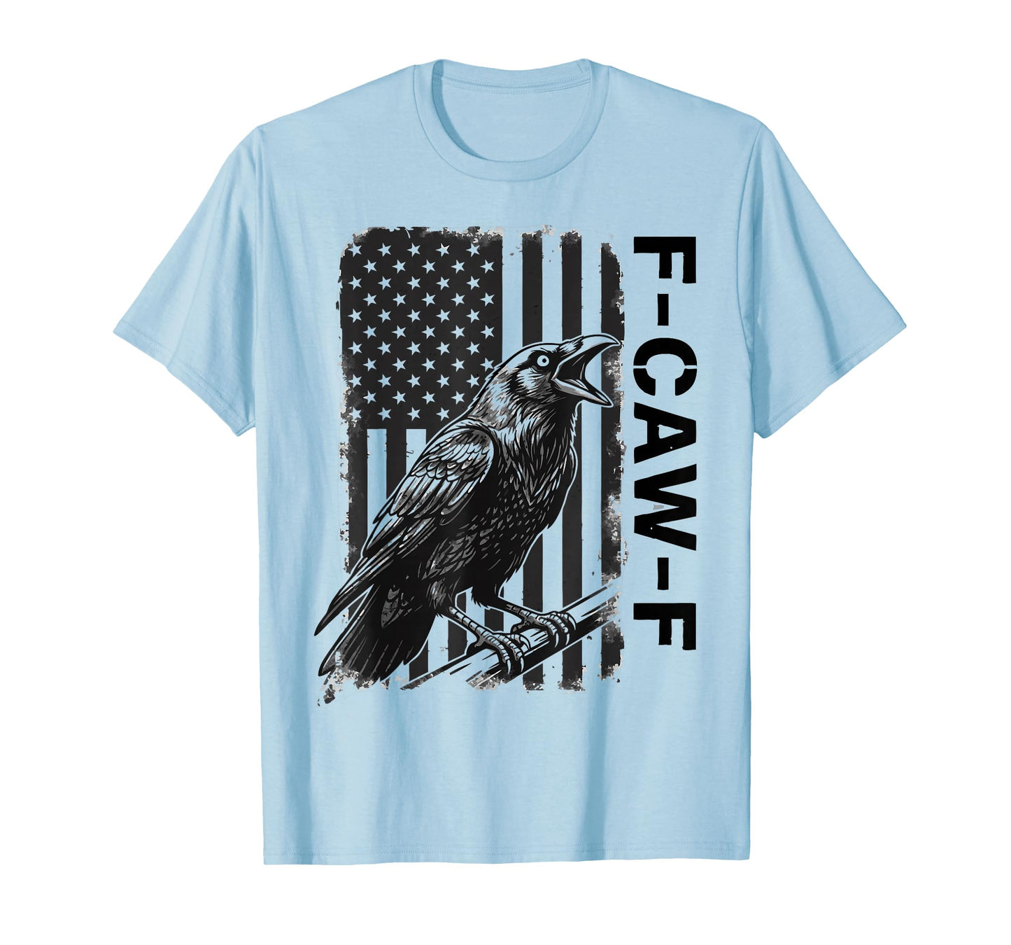 Distressed Raven FCAWF USA Flag Vintage F-CAW-F Crow T-Shirt
