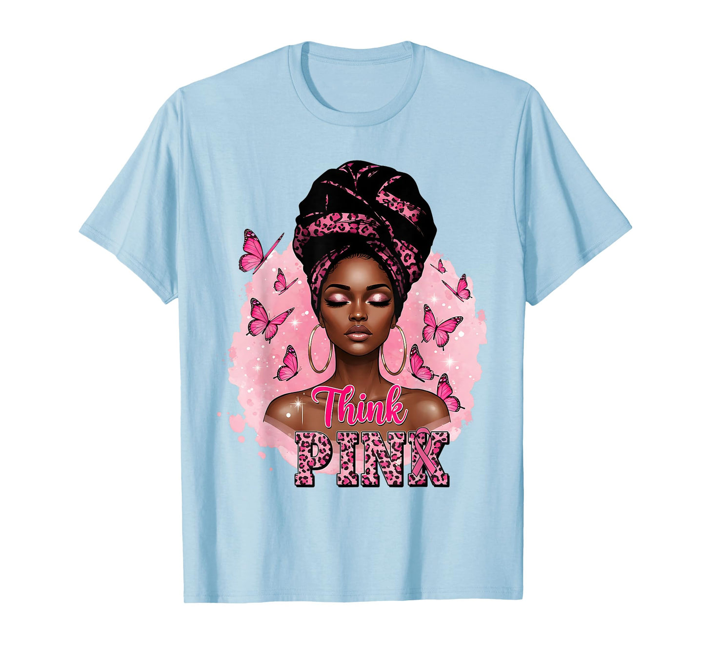 in October We Wear Pink Breast Cancer Think Black Women T-Shirt