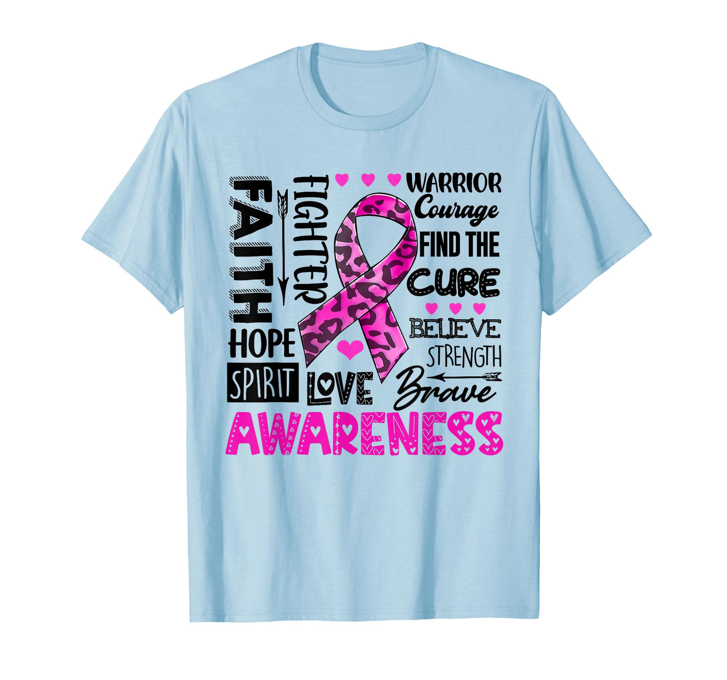Breast Cancer Awareness Survivor Warrior Leopard Pink Ribbon T-Shirt
