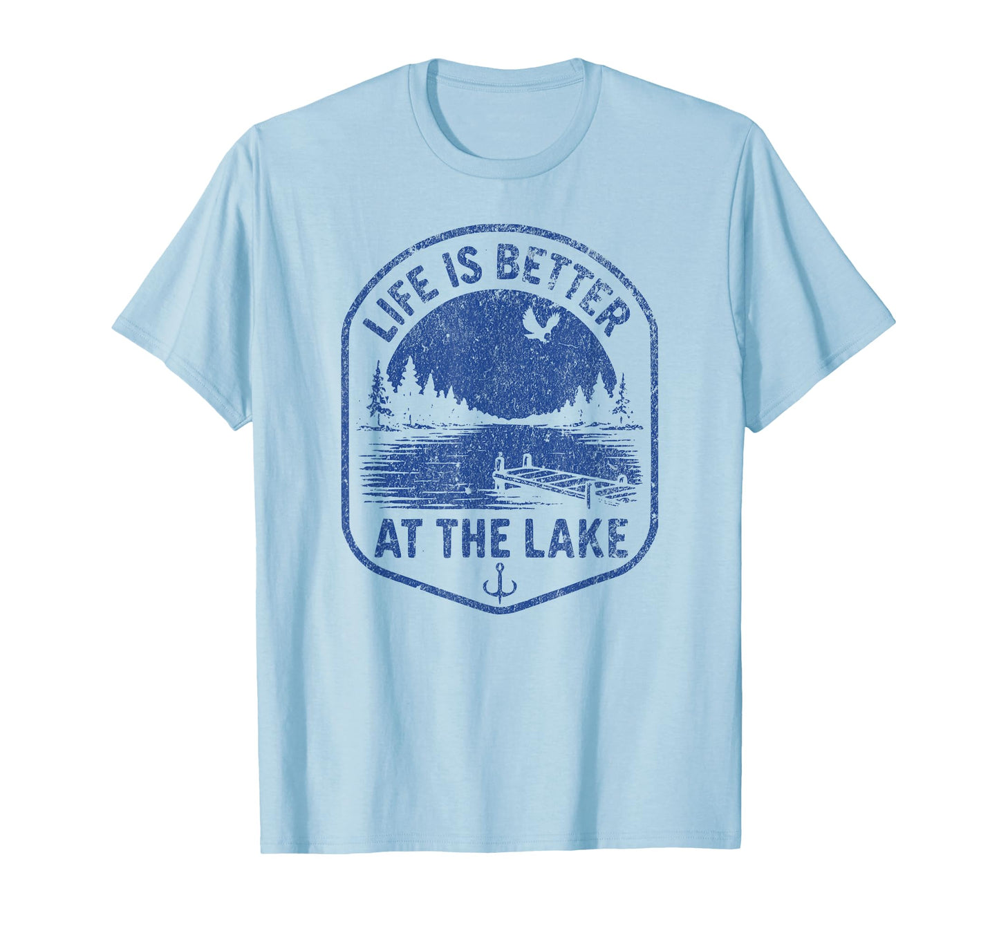 LIFE IS BETTER AT THE LAKE Vintage Distressed Fishing Nature T-Shirt