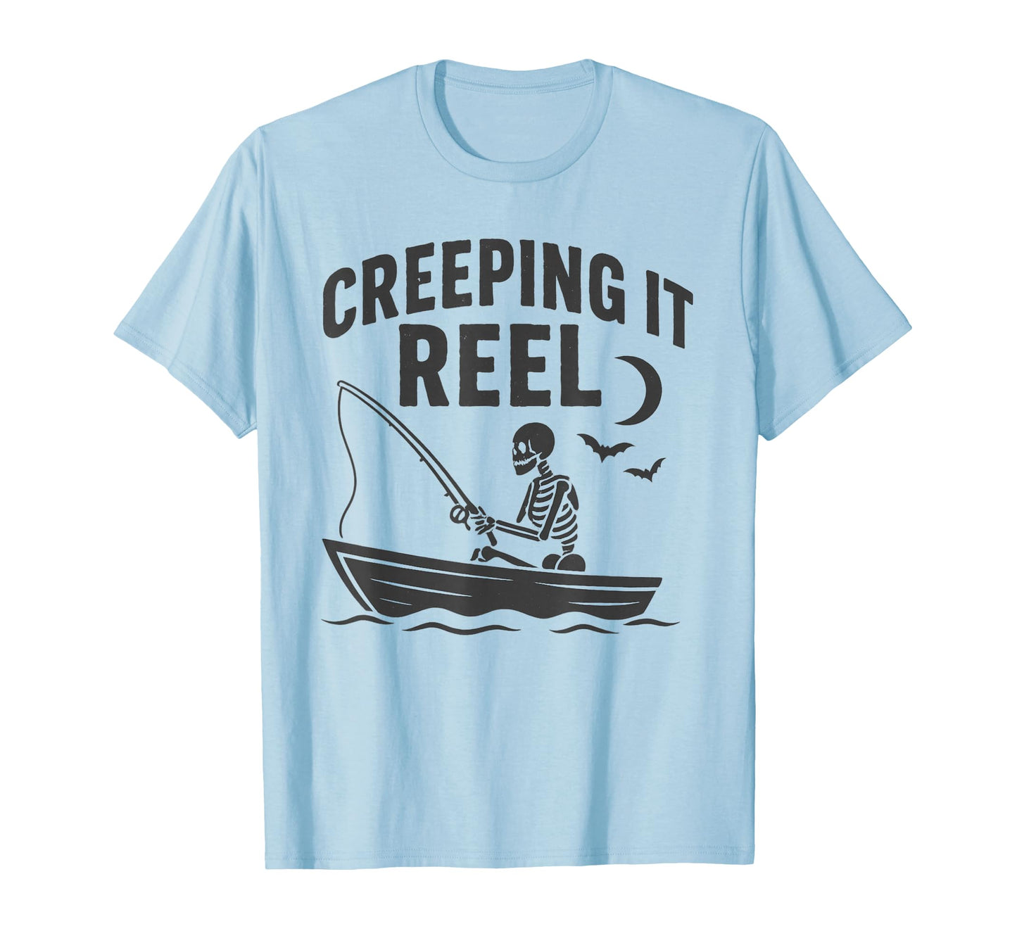 Creeping It Reel Halloween and Fishing Skeleton T-Shirt