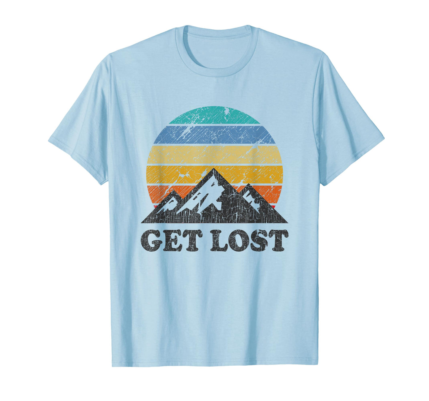 Vintage Car Hiking - Retro Sunset Mountain Walker T-Shirt