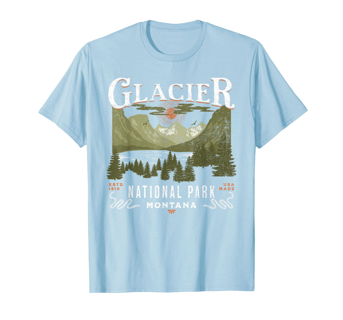Vintage Outdoor Vacation Montana Glacier National Park T-Shirt
