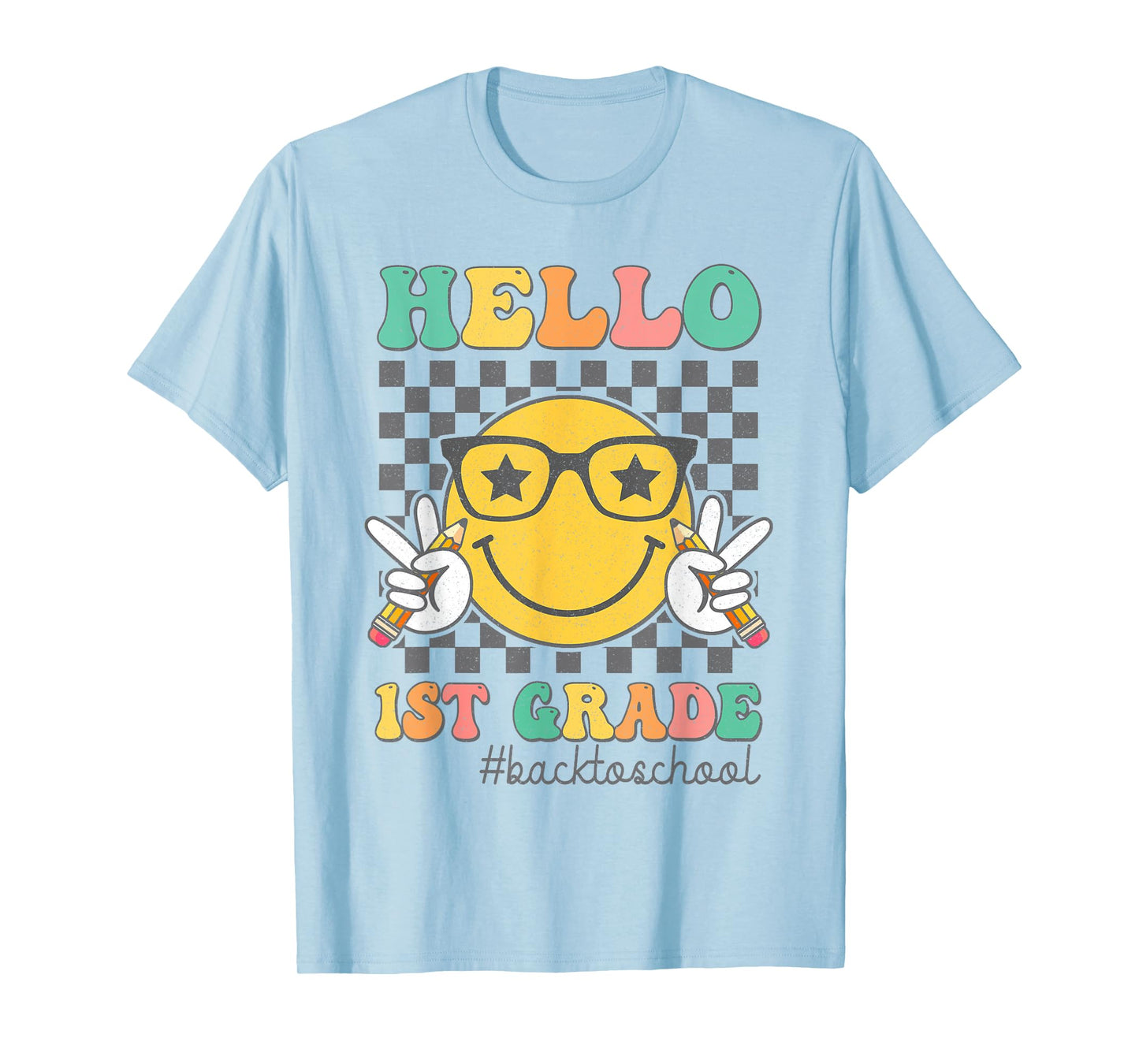 Hello 1st Grade Smile Face First Day Of School First Grade T-Shirt