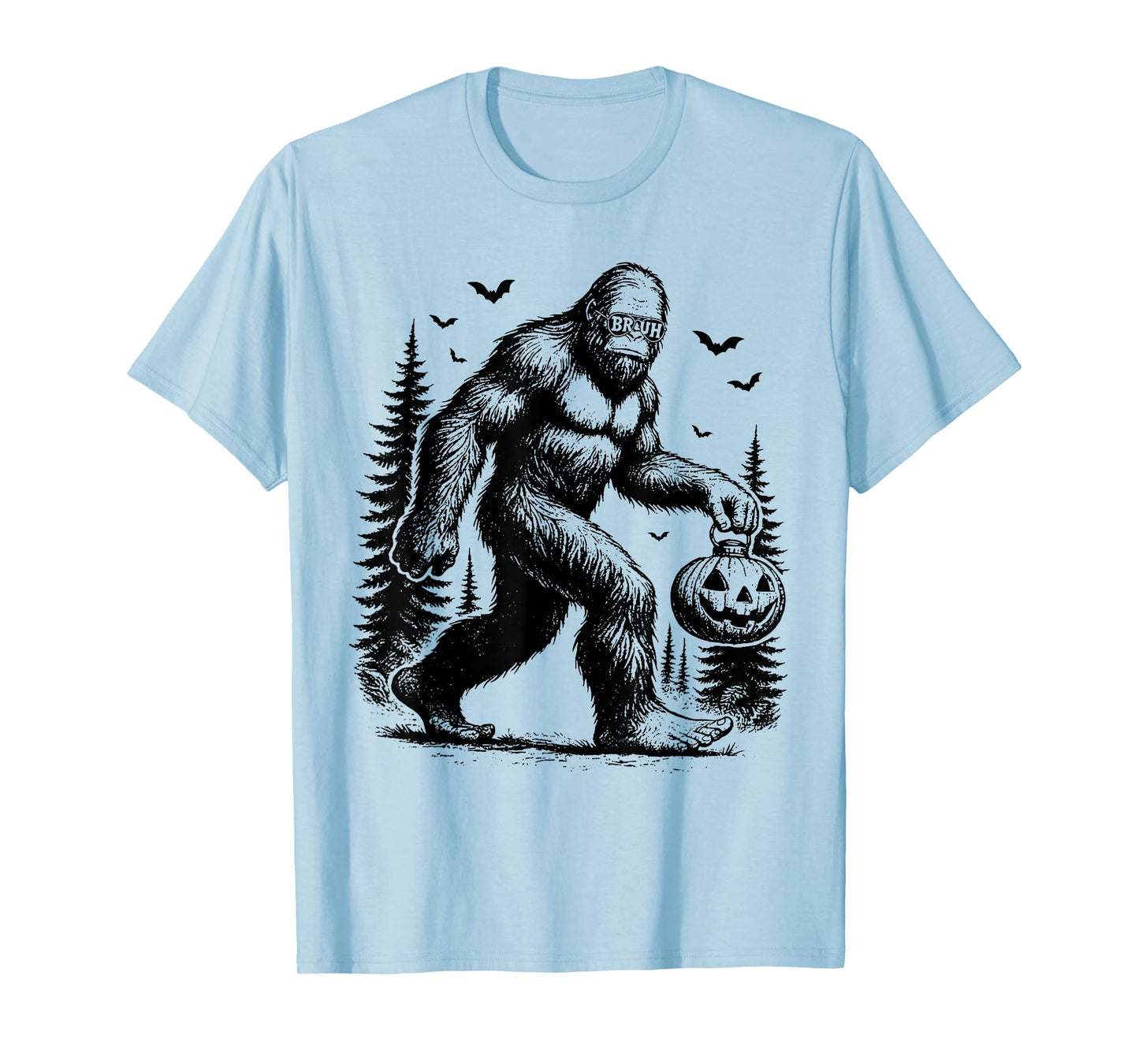Bruh Spooky Halloween Bigfoot Pumpkin Costume Men Women T-Shirt