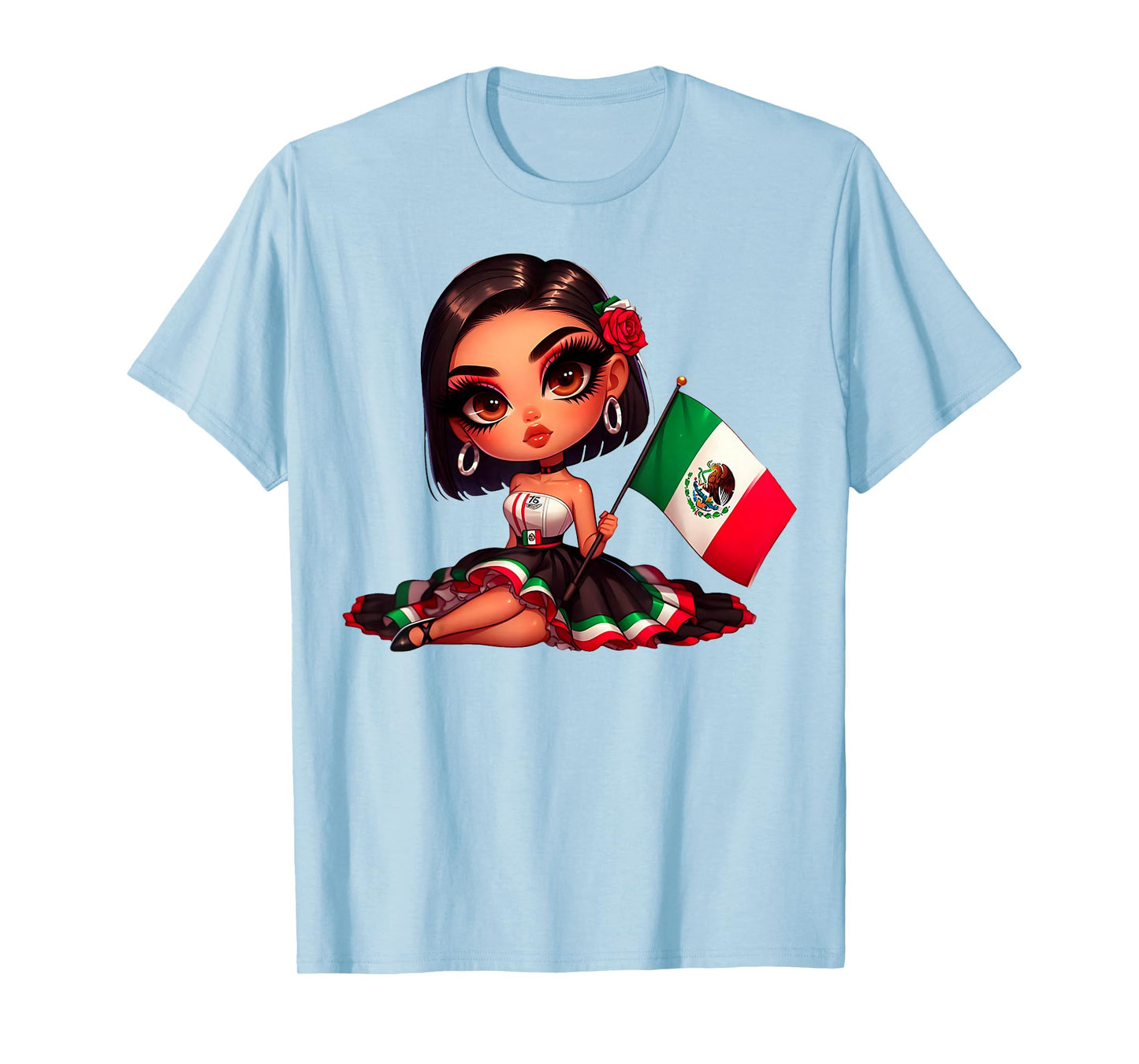 Woman's Chola Hispanic Girl Patriotic Mexican Roots Chicana T-Shirt