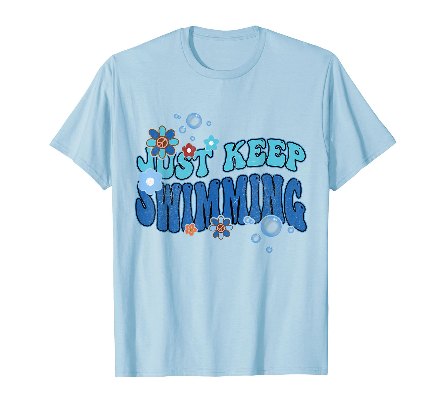 Groovy Summer Swim Lover Just Keep Swimming T-Shirt for Men Women Girls Kids