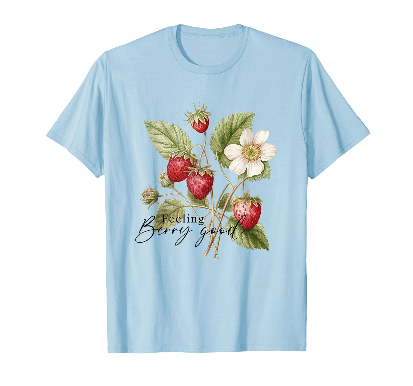 Summer Flower Strawberries Nature Lover Floral Wildflower T-Shirt