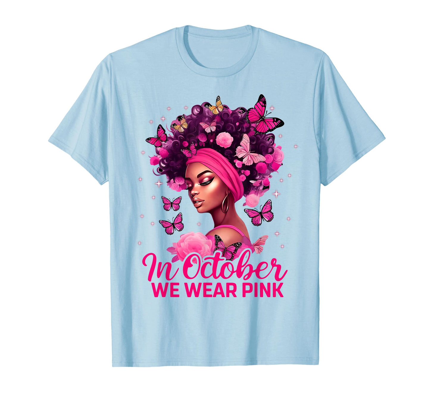 in October We Wear Pink Black Women Breast Cancer Awareness T-Shirt