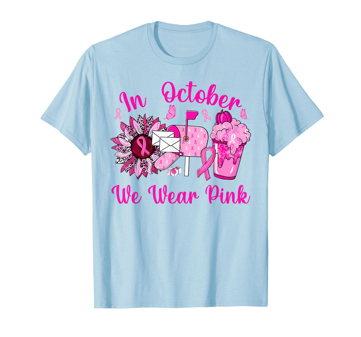October We Wear Pink Breast Cancer Awareness Postal Worker T-Shirt