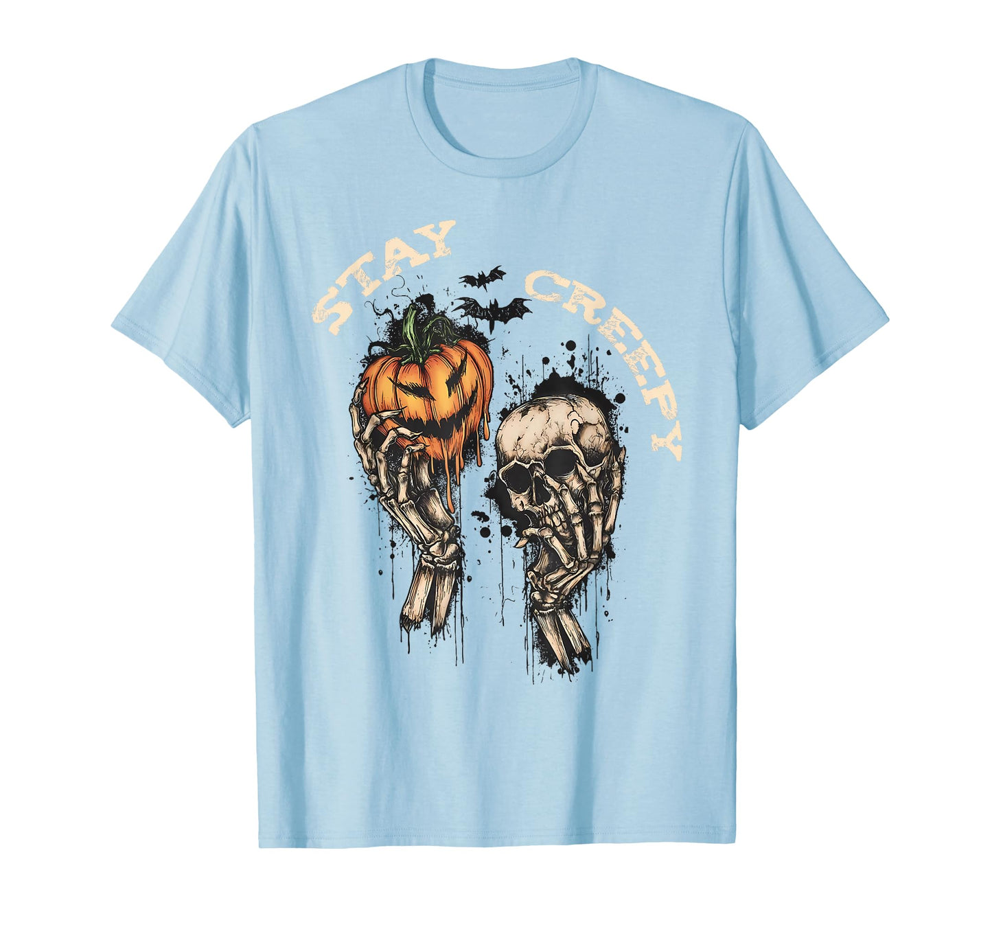 Stay Creepy Dripping Heart Halloween Skeleton Hand Spooky T-Shirt