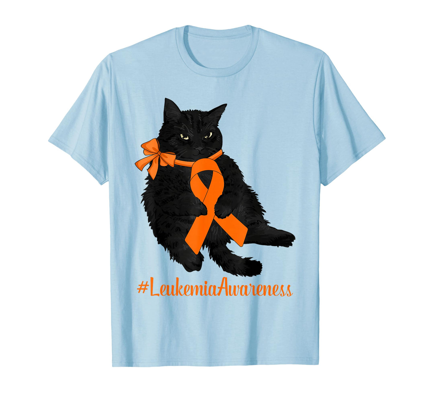 Leukemia Awareness Warrior Fighter Black Cat Orange Ribbon T-Shirt for Men Women Kids