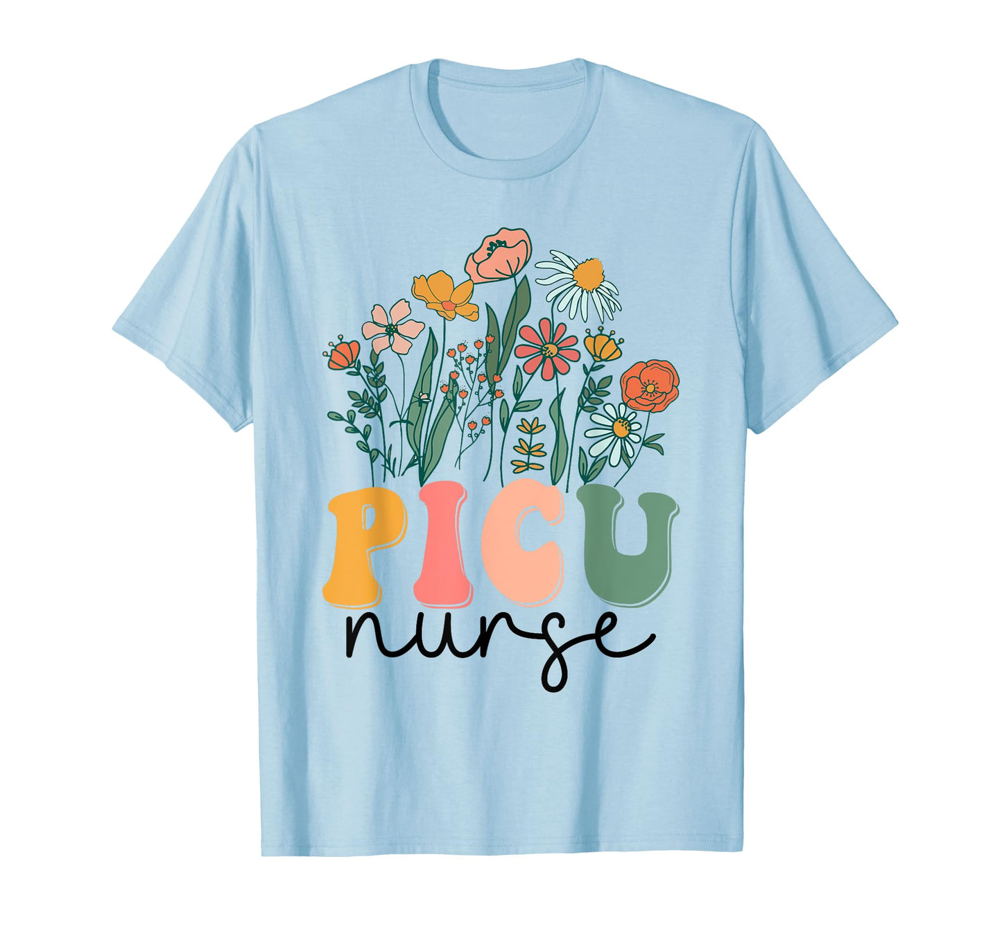 Groovy Wildflower Picu Nurse Tees T-Shirt