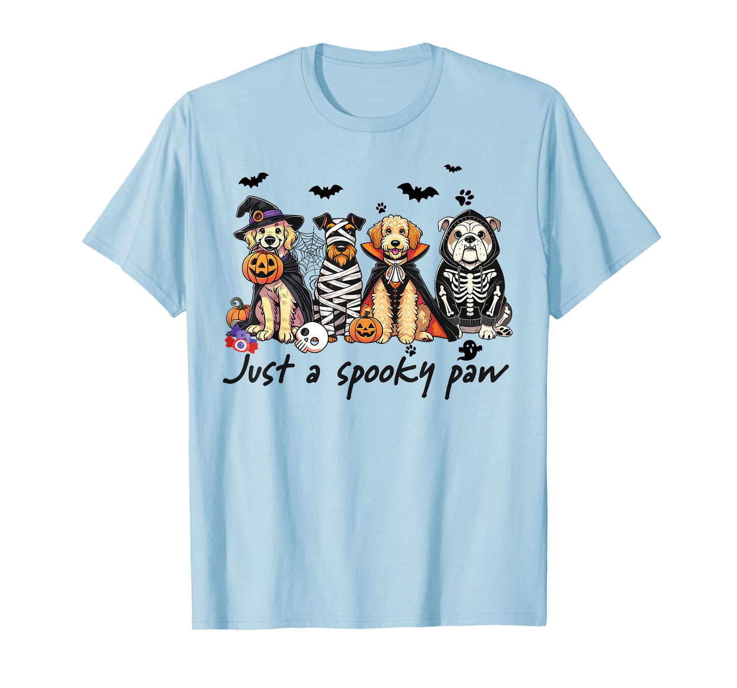 Just A Spooky Paw Halloween Dog Men Women T-Shirt