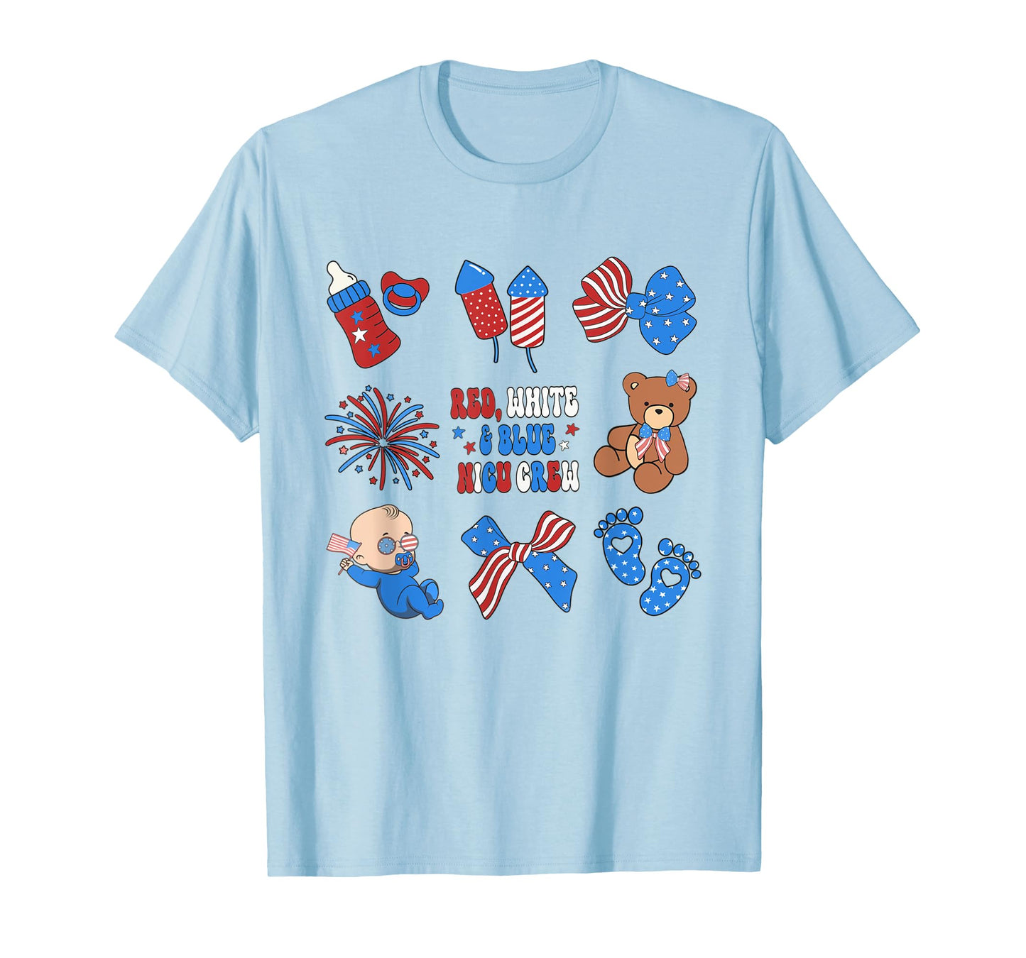 Red, White & Blue NICU Crew Work 4th of July NICU Nurse T-Shirt