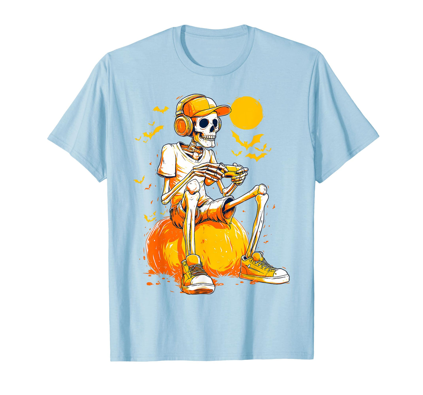 Bruh Halloween Boys Kids Gamer Mens Skeleton Video Gaming T-Shirt