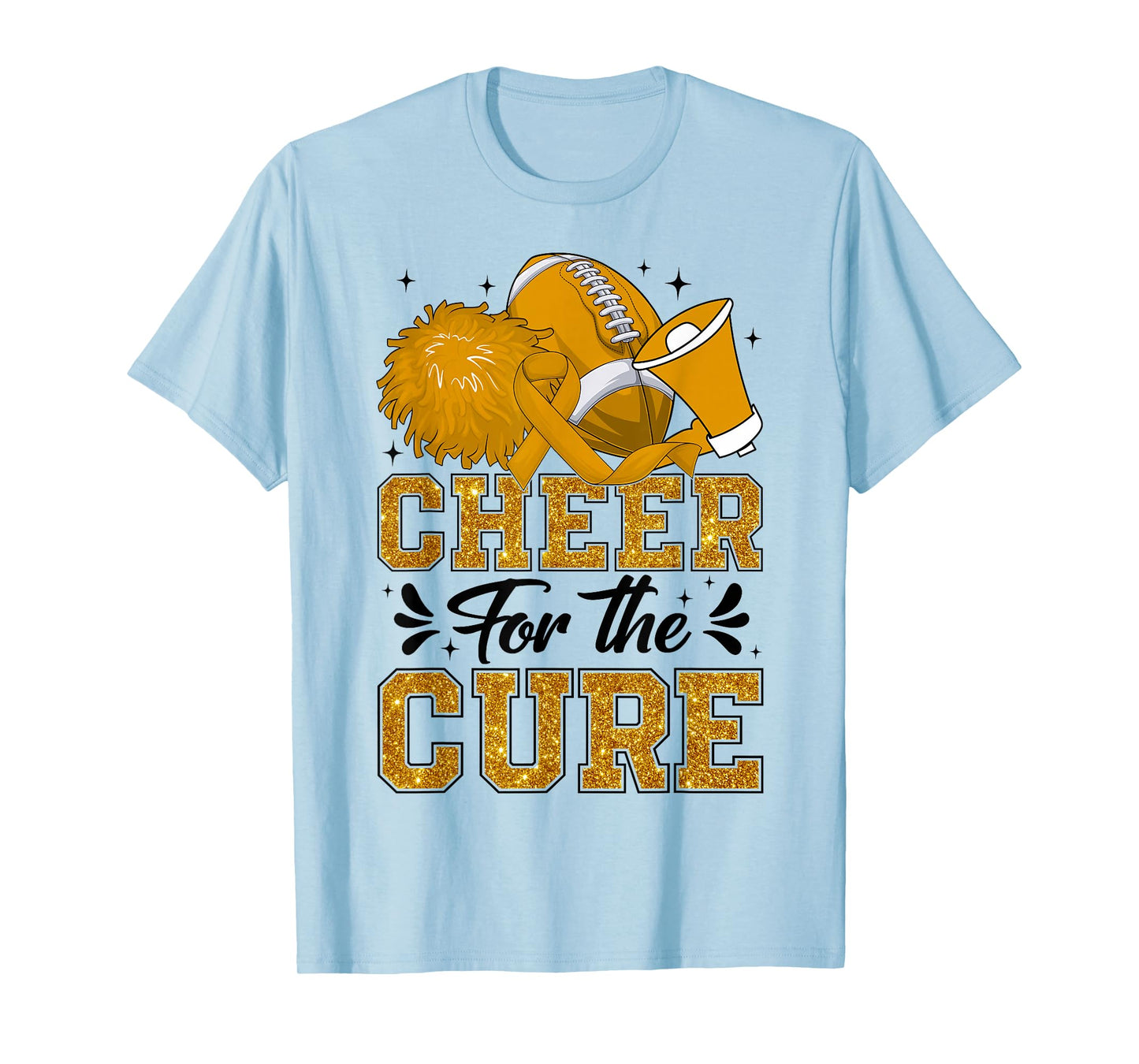 Cheer For The Cure Childhood Cancer Football Cheerleading T-Shirt