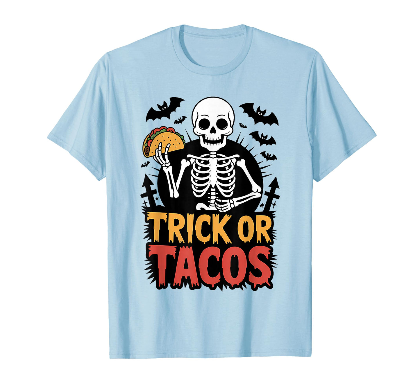 Trick or Tacos Funny Skeleton Foodie Halloween T-Shirt