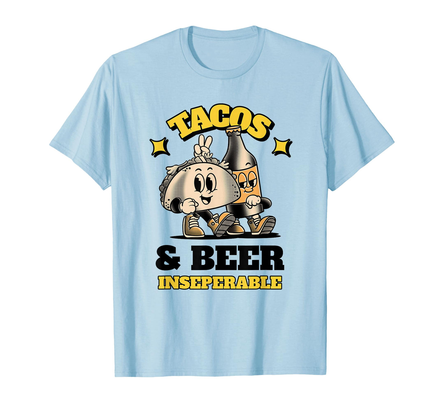 Tacos and Beer (Funny Retro Cartoon Graphic) T-Shirt