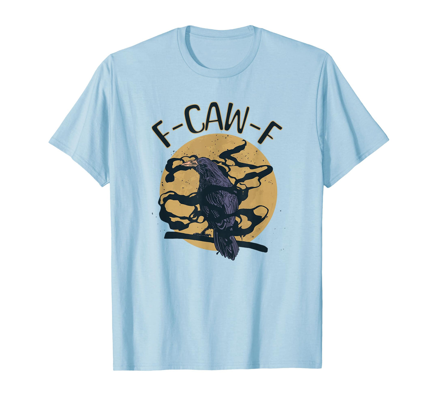 F-CAW-F Gothic Crow Raven Full Moon Dark Mystical Design T-Shirt