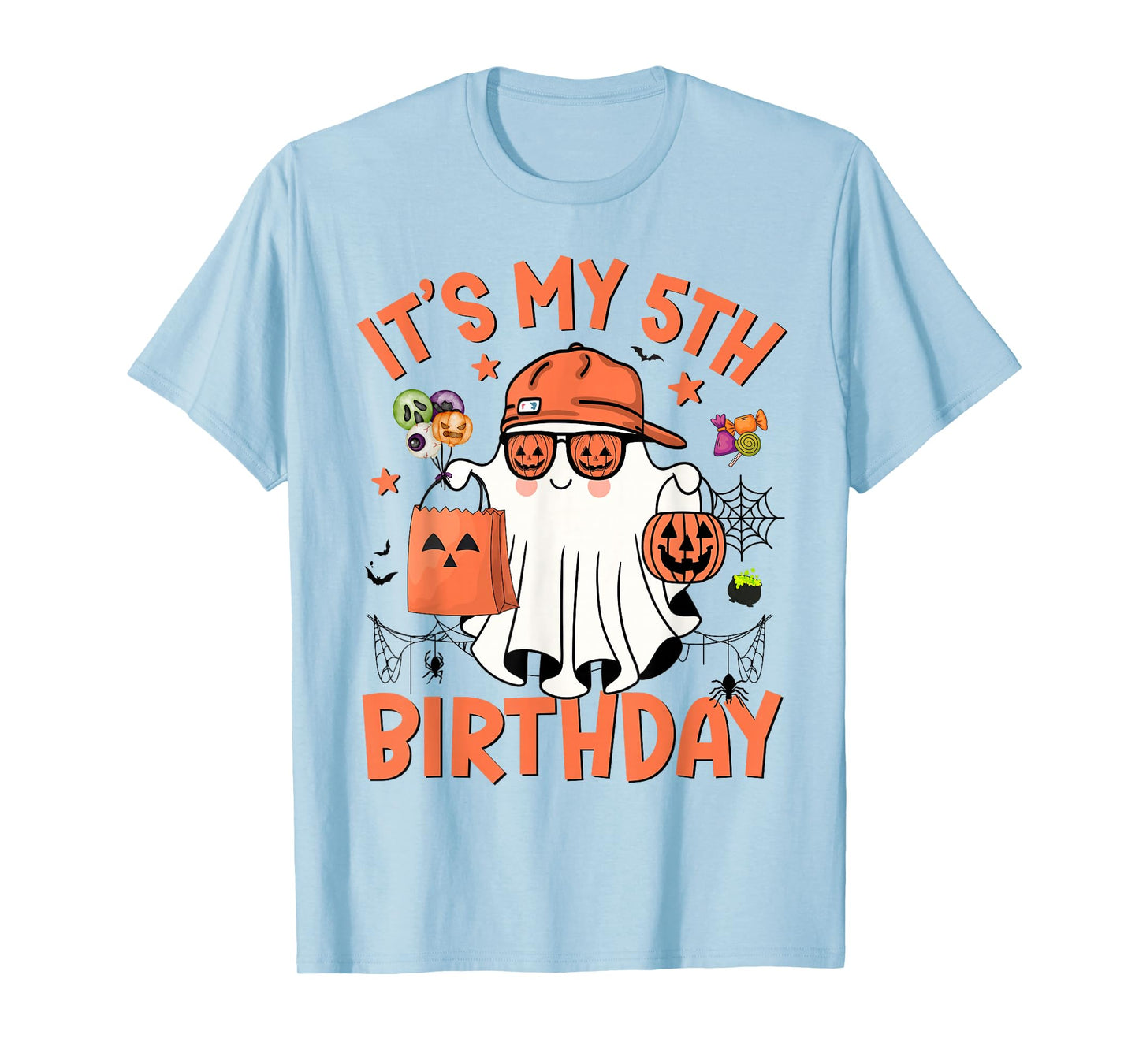 It's My 5th Birthday Funny Halloween Ghost Boo 5th Bday Boys T-Shirt