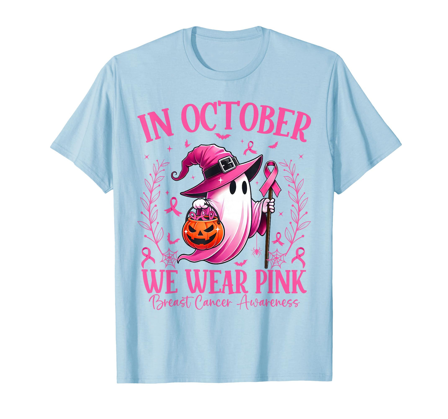 In October We Wear Pink Breast Cancer Awareness Halloween T-Shirt