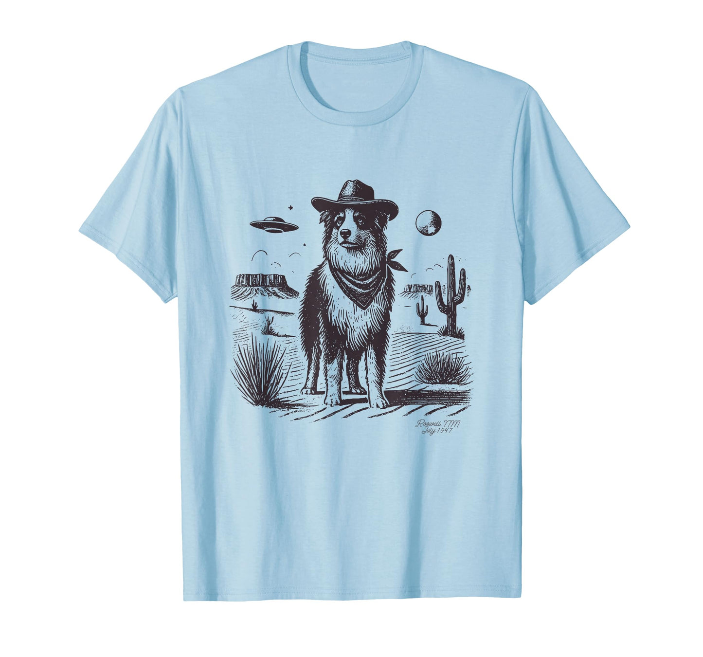 Australian Shepherd Cowboy, Aussie Cowboy UFO, Cowboy Hat T-Shirt
