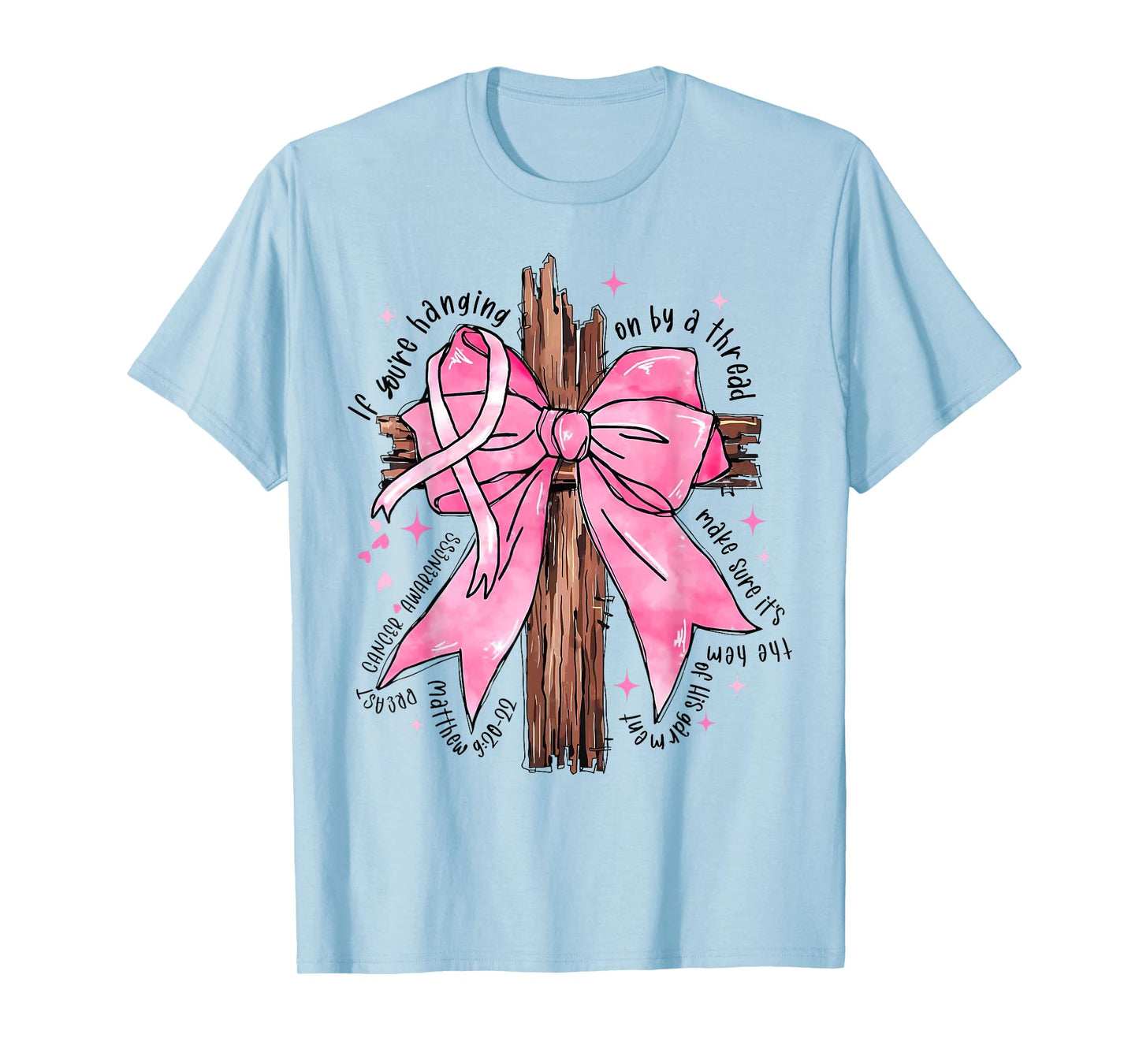 Christian Jesus Pink Coquette Bow Breast Cancer Awareness T-Shirt