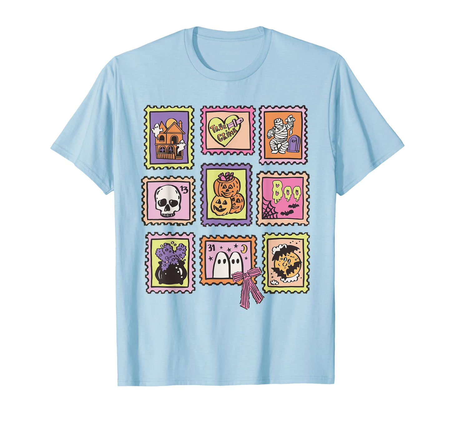 Halloween Stamp Icons Funny Halloween Boo Ghost Skeleton T-Shirt