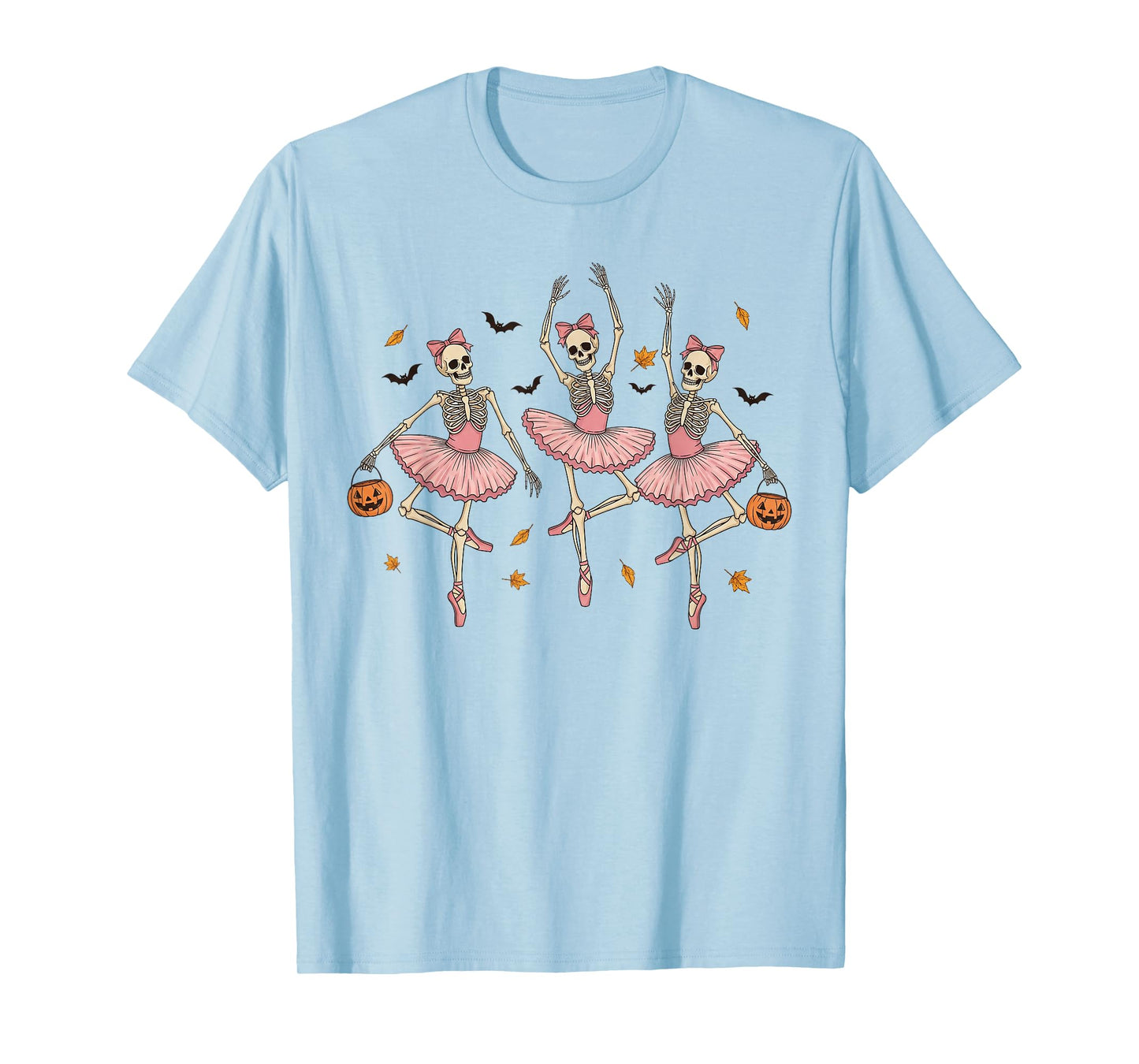 Skeleton Ballerina Pink Tutu Halloween Dance Tee T-Shirt